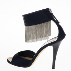 Pre Owned Giuseppe Zanotti Black Open Toe Ankle Strap Sandals Size 36.5