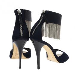 Pre Owned Giuseppe Zanotti Black Open Toe Ankle Strap Sandals Size 36.5