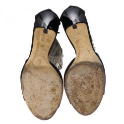 Pre Owned Giuseppe Zanotti Black Open Toe Ankle Strap Sandals Size 36.5