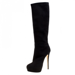 Pre Owned Giuseppe Zanotti Black Suede Knee Boots Size 39