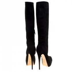 Pre Owned Giuseppe Zanotti Black Suede Knee Boots Size 39