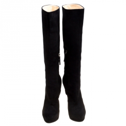 Pre Owned Giuseppe Zanotti Black Suede Knee Boots Size 39
