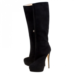 Pre Owned Giuseppe Zanotti Black Suede Knee Boots Size 39