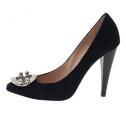 Pre Owned Giuseppe Zanotti Black Suede Pumps Size 37.5