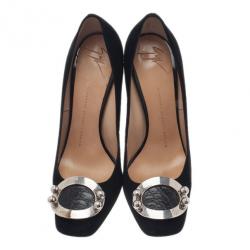 Pre Owned Giuseppe Zanotti Black Suede Pumps Size 37.5