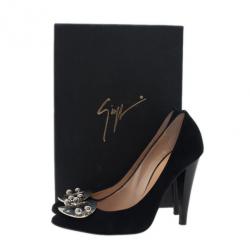 Pre Owned Giuseppe Zanotti Black Suede Pumps Size 37.5