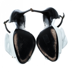 مملوكة مسبقًا Giuseppe Zanotti Monochrome Leather Safety Pin Ankle Strap Sandals Size 38.5