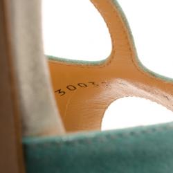 Pre Owned Giuseppe Zanotti Green Blue Shimmer T Strap D'orsay Pumps Size 38.5