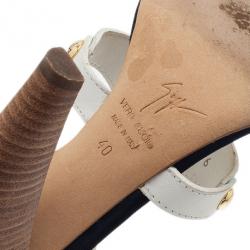 Pre Owned Giuseppe Zanotti Green and White Patent Leather Sandals Size 40