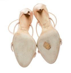 Pre Owned Giuseppe Zanotti Beige Patent Leather Coline Strap Sandals Size 38
