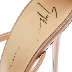 Pre Owned Giuseppe Zanotti Beige Patent Leather Coline Strap Sandals Size 38
