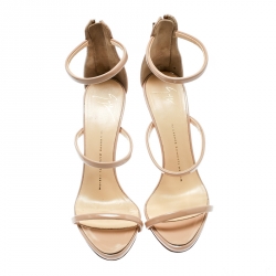 Pre Owned Giuseppe Zanotti Beige Patent Leather Coline Strap Sandals Size 38
