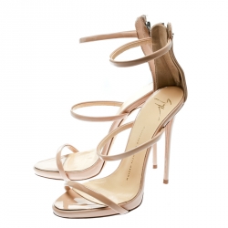 Pre Owned Giuseppe Zanotti Beige Patent Leather Coline Strap Sandals Size 38