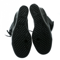 Pre Owned Giuseppe Zanotti Black Leather Jennifer Wedge Sneakers Size 41