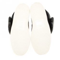 Pre Owned Giuseppe Zanotti Black Leather Puff Double Sneakers Size 38.5