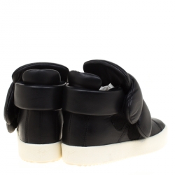 Pre Owned Giuseppe Zanotti Black Leather Puff Double Sneakers Size 38.5