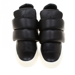 Pre Owned Giuseppe Zanotti Black Leather Puff Double Sneakers Size 38.5