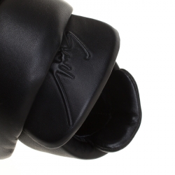 Pre Owned Giuseppe Zanotti Black Leather Puff Double Sneakers Size 38.5