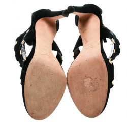 مملوكة مسبقًا صندل جوسيبي زانوتي سيور كاحل متعاكسة سويدي أسود مقاس 38.5