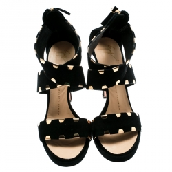 مملوكة مسبقًا صندل جوسيبي زانوتي سيور كاحل متعاكسة سويدي أسود مقاس 38.5