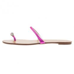 Pre Owned Giuseppe Zanotti Shocking Pink Toe Ring Sandals Size 41