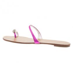 Pre Owned Giuseppe Zanotti Shocking Pink Toe Ring Sandals Size 41