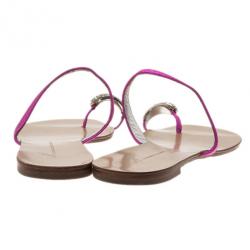 Pre Owned Giuseppe Zanotti Shocking Pink Toe Ring Sandals Size 41