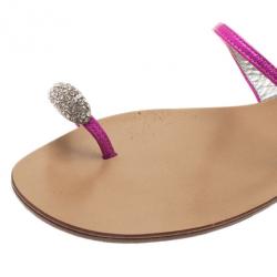 Pre Owned Giuseppe Zanotti Shocking Pink Toe Ring Sandals Size 41