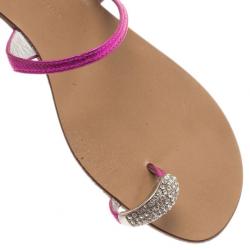 Pre Owned Giuseppe Zanotti Shocking Pink Toe Ring Sandals Size 41