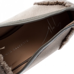 Pre Owned Giuseppe Zanotti Beige Satin Letizia Crystal Embellished Loafers Size 36