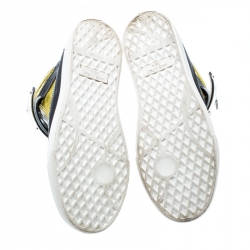 Pre Owned Giuseppe Zanotti Multicolor Metallic Leather High Top Sneakers Size 38.5