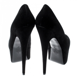 مملوكة مسبقًا حذاء كعب عالي جوسيبي زانوتي سويدي أسود نعل سميك مقاس 40