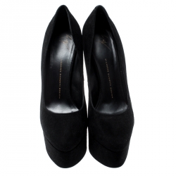 مملوكة مسبقًا حذاء كعب عالي جوسيبي زانوتي سويدي أسود نعل سميك مقاس 40