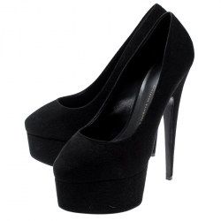 مملوكة مسبقًا حذاء كعب عالي جوسيبي زانوتي سويدي أسود نعل سميك مقاس 40