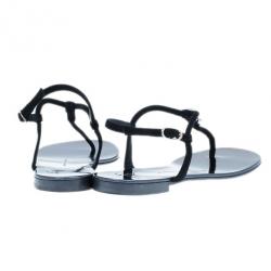 Pre Owned Giuseppe Zanotti Black Suede Jeweled Thong Flat Sandals Size 37