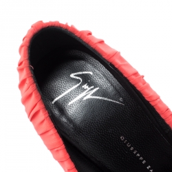 Pre Owned Giuseppe Zanotti Red Pleated Fabric Peep Toe Platform Pumps Size 38