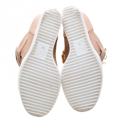 Pre Owned Giuseppe Zanotti Pink Python Embossed Leather Lorenz Wedge Sneakers Size 38.5