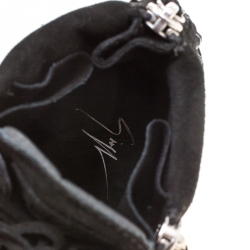 Pre Owned Giuseppe Zanotti Black Suede Embellished Wedge Sneakers Size 38
