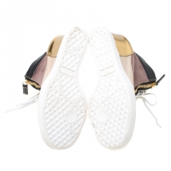 Pre Owned Giuseppe Zanotti Multicolor Suede and Patent Leather Hidden Wedge Sneakers Size 38.5