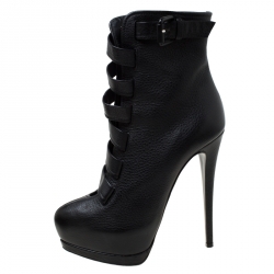 Pre Owned حذاء بوت كاحل جوسيبي زانوتي سيور نعل سميك جل دأسود مقاس 38.5