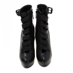 Pre Owned حذاء بوت كاحل جوسيبي زانوتي سيور نعل سميك جل دأسود مقاس 38.5