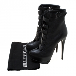 Pre Owned حذاء بوت كاحل جوسيبي زانوتي سيور نعل سميك جل دأسود مقاس 38.5