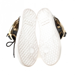 Pre Owned Giuseppe Zanotti Leather Metal Plate Ski Buckle High Top Sneakers Size 38