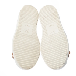 Pre Owned Giuseppe Zanotti Beige Fringed Leather Slip On Sneakers Size 36