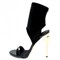 مملوكة مسبقًا صندل جوسيبي زانوتي كعب عالي قطيفة أسود مقاس 39.5