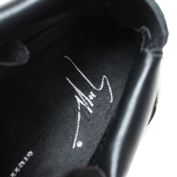 Pre Owned Giuseppe Zanotti Black Leather Double Chain High Top Sneakers Size 38