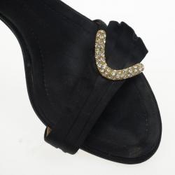 Pre Owned Giuseppe Zanotti Black Satin Crystal D'orsay Pumps Size 38.5