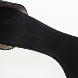 Pre Owned Giuseppe Zanotti Black Satin Crystal D'orsay Pumps Size 38.5