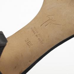 Pre Owned Giuseppe Zanotti Black Satin Crystal D'orsay Pumps Size 38.5