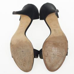 Pre Owned Giuseppe Zanotti Black Satin Crystal D'orsay Pumps Size 38.5